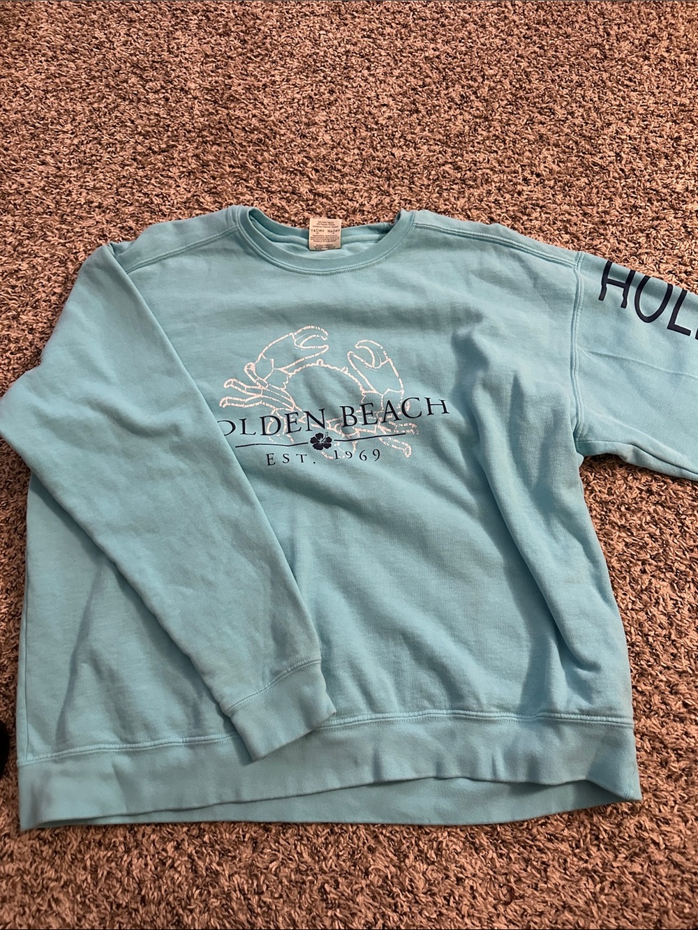 Comfort Colors Light Teal Crewneck Sweatshirt with Crab Graphic  (MRO)